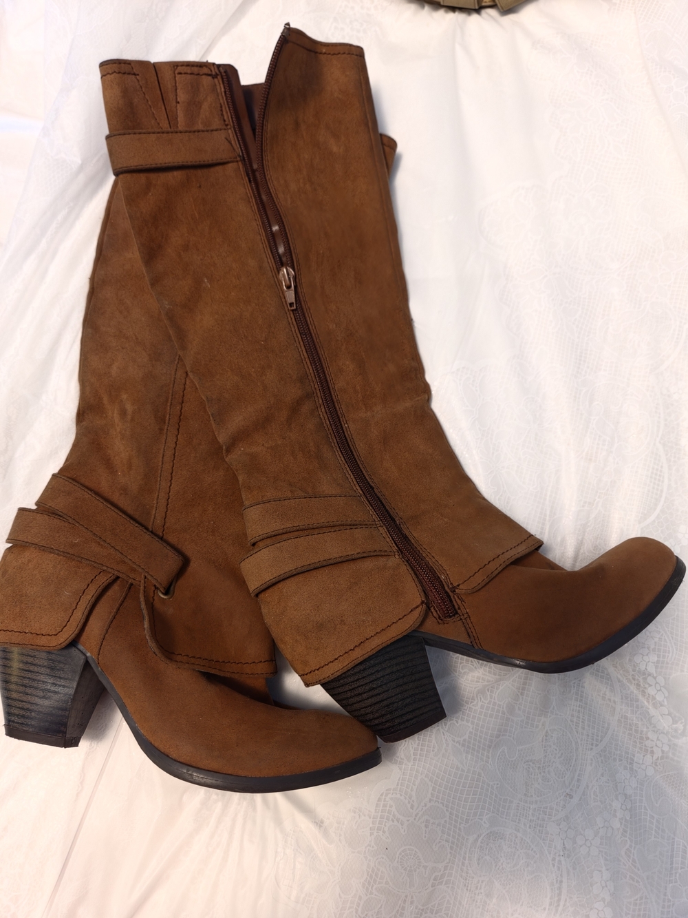 Fergalicious Y2k Tan Brown Mid-Calf Heeled Boots